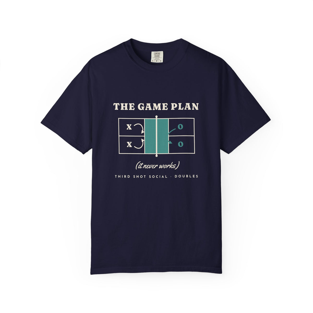 The Game Plan Tee in True Navy, front view
