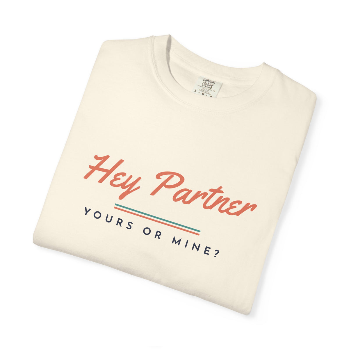 Hey Partner Tee in Ivory, folded