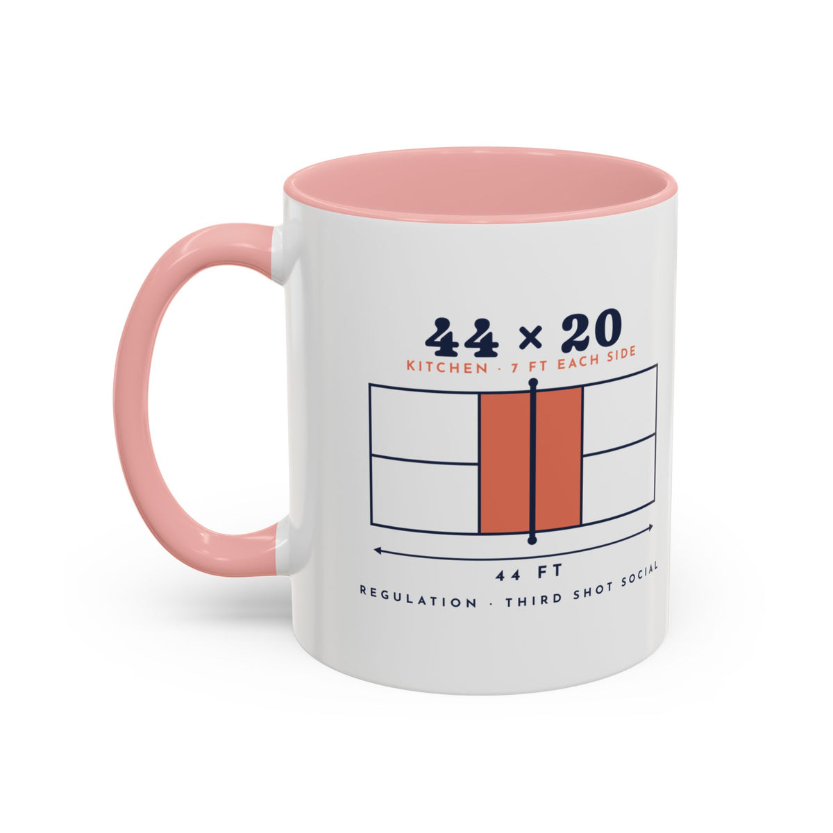44 × 20 Mug in Pink, design, handle left