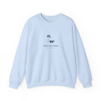 Palm Court Crewneck in Light Blue, front view