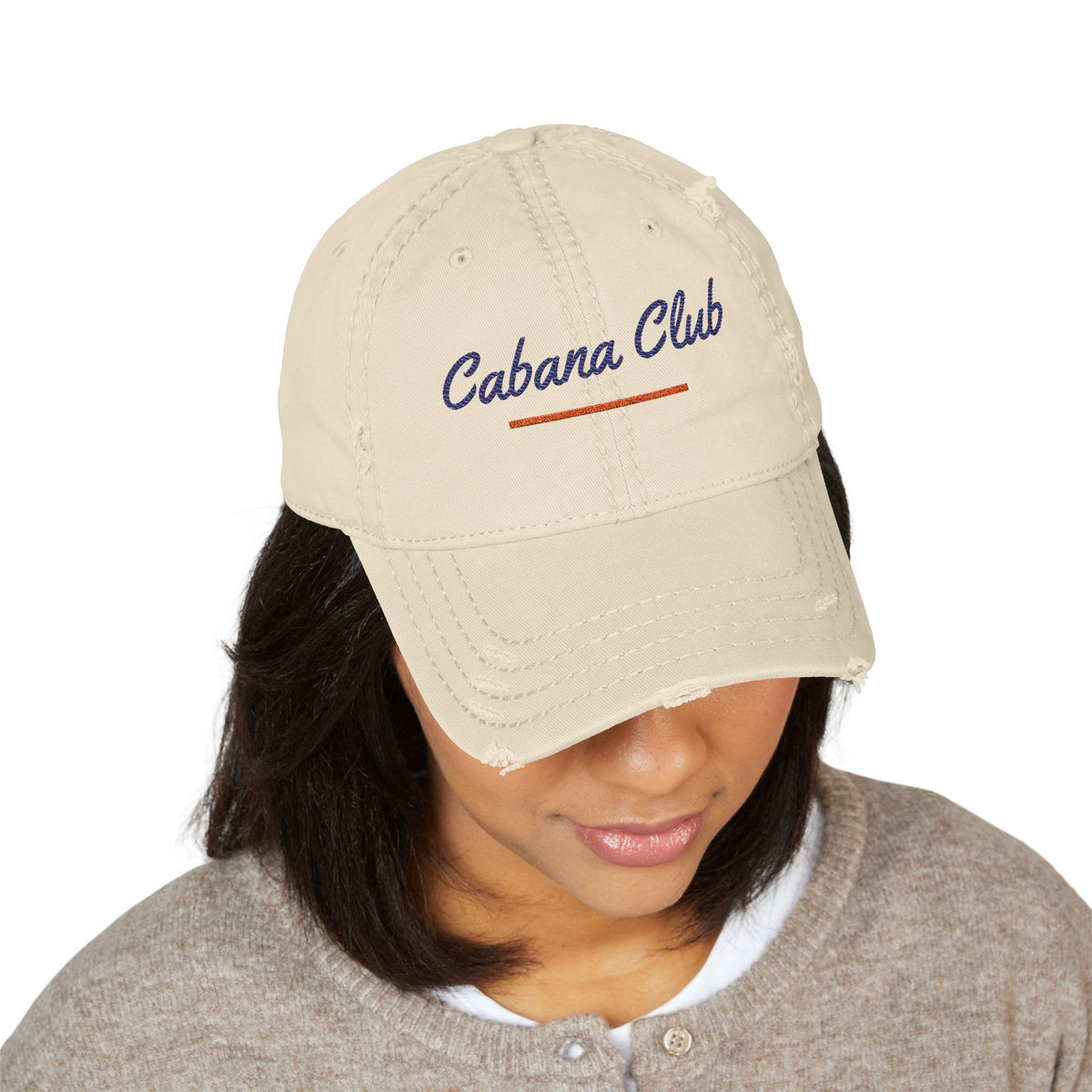 Cabana Club Dad Hat in Khaki, on model