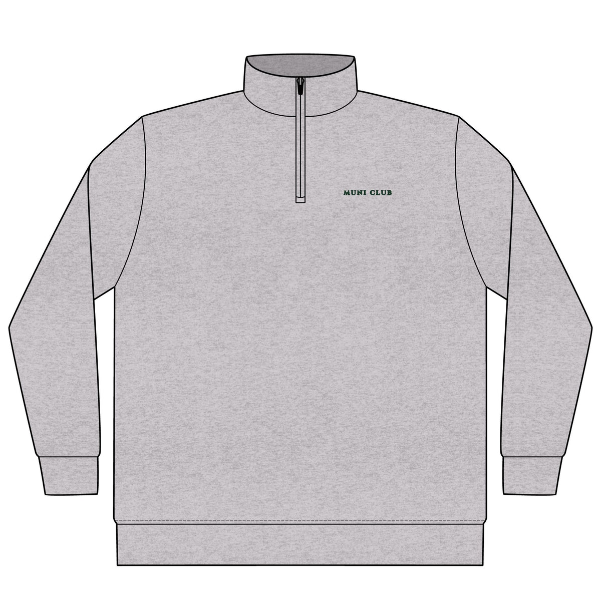 Muni Club Wordmark Quarter-Zip in Grey Heather, front view