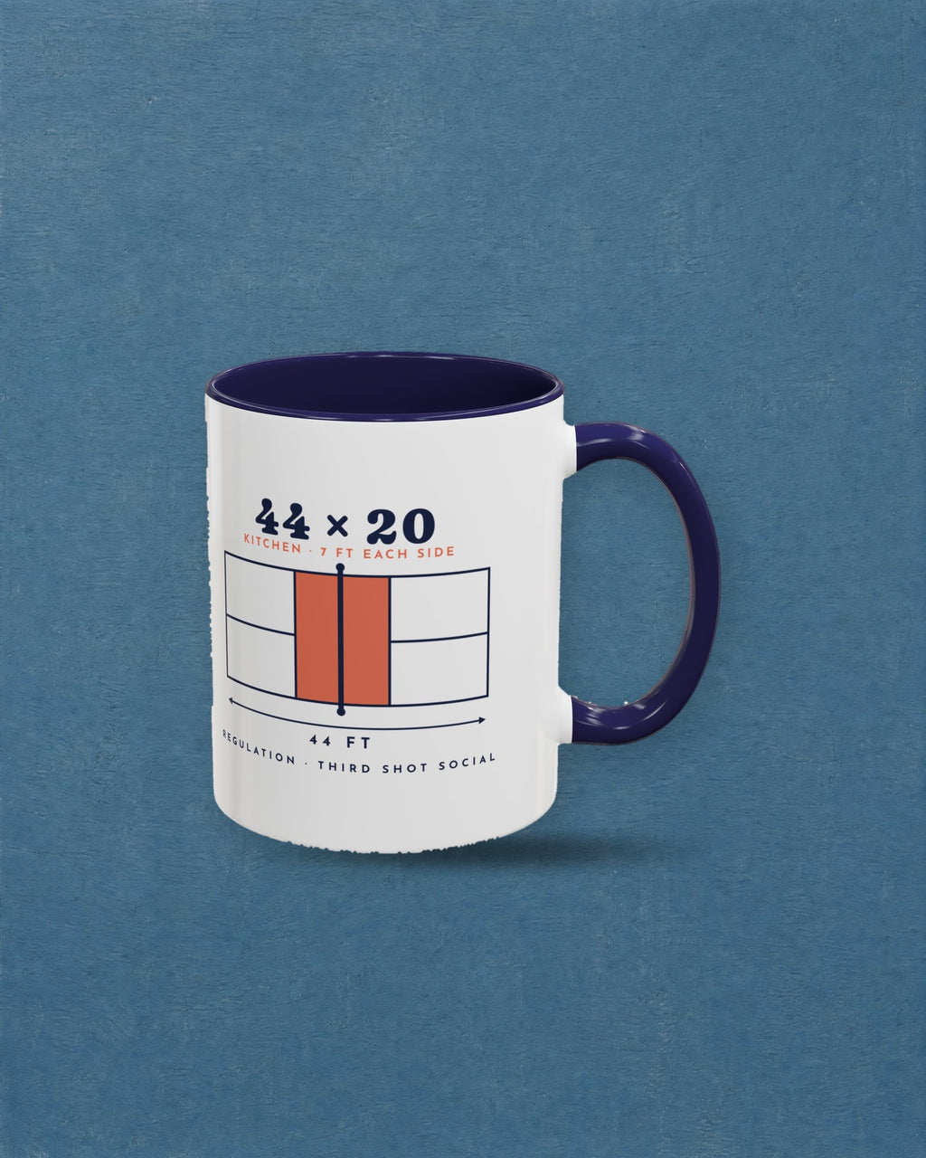 44 × 20 Mug in Navy, styled