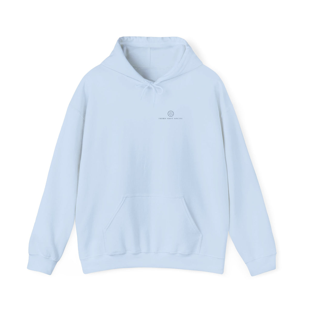 Ball Mark Hoodie in Light Blue, front view