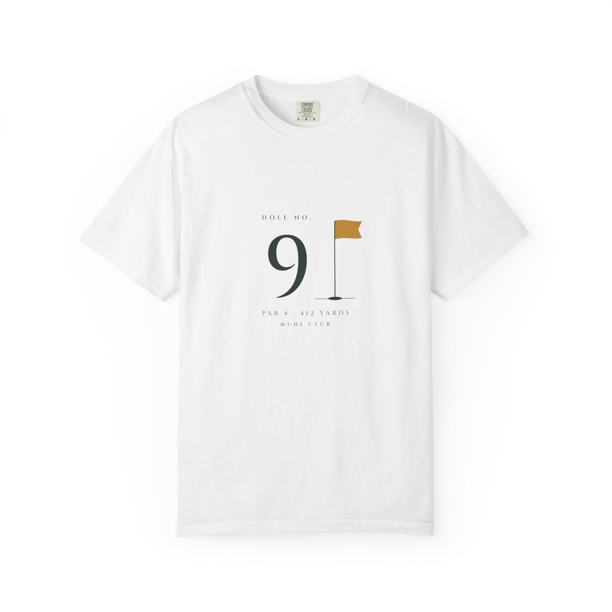 No. 9 Tee in White, front view