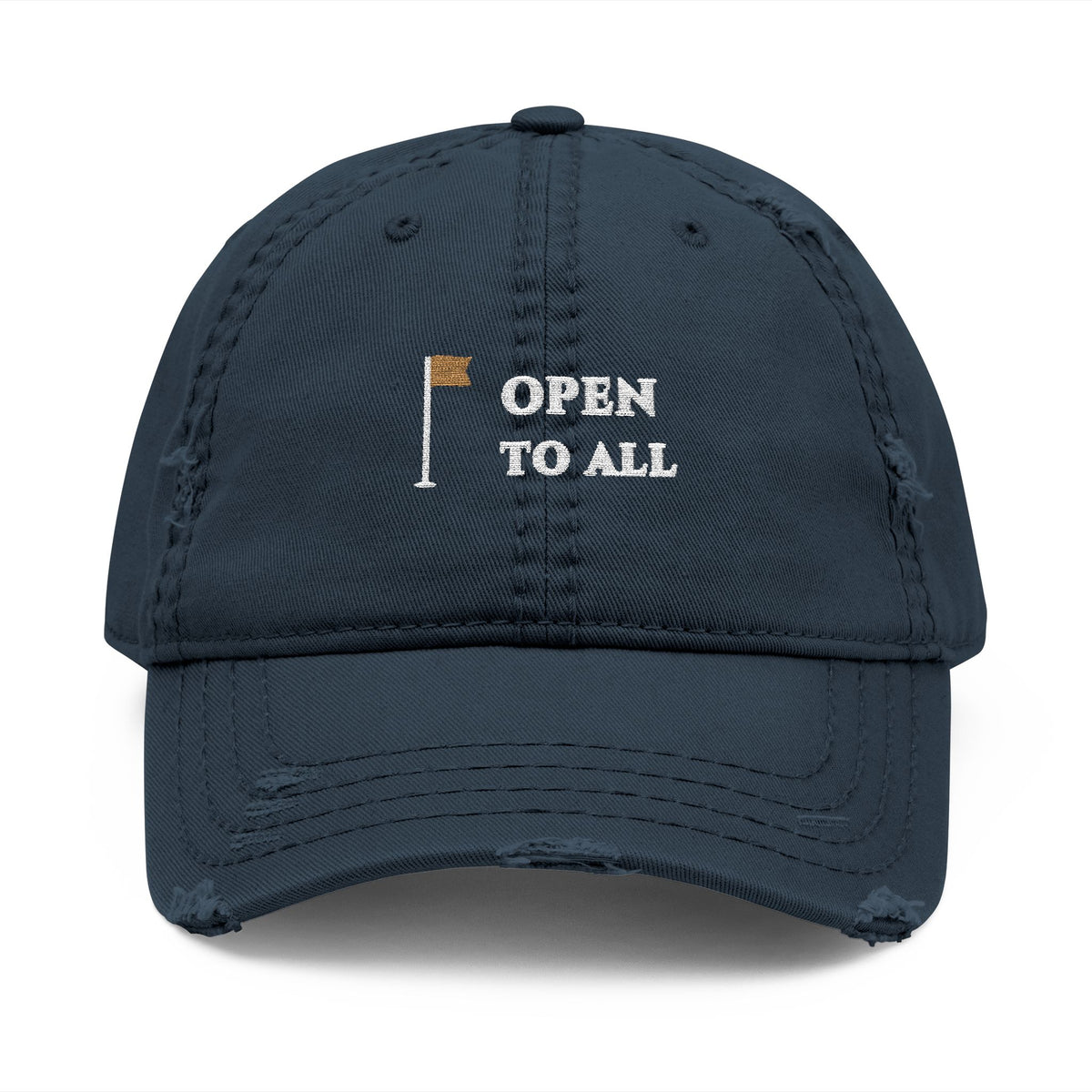 Open to All Dad Hat in Dark Navy, front view