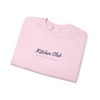 Kitchen Club Script Crewneck in Light Pink, folded