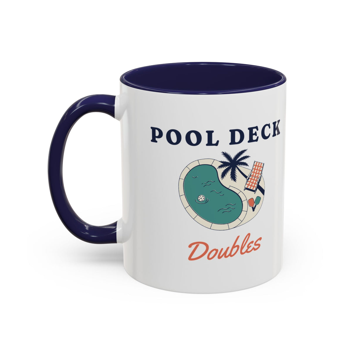 Pool Deck Doubles Mug in Navy, design, handle left