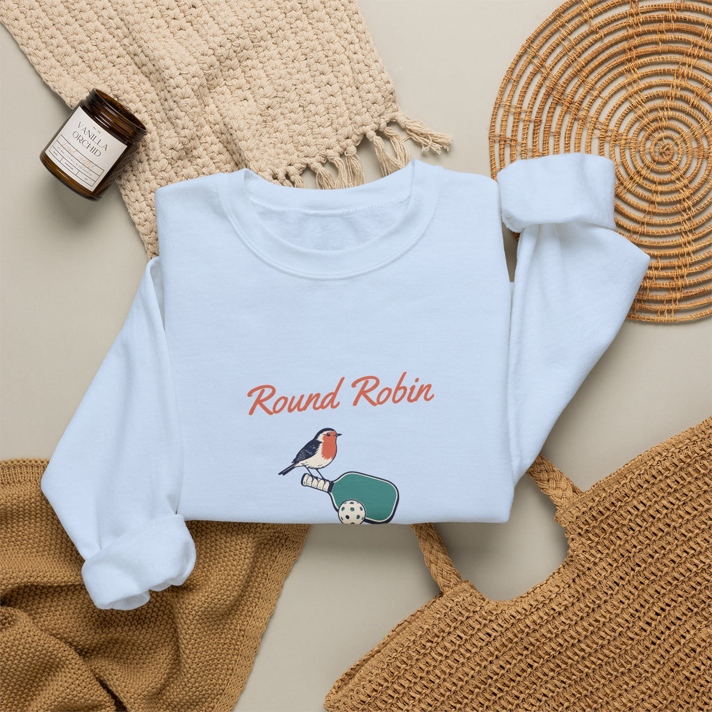 Round Robin Crewneck in Light Blue, flat lay
