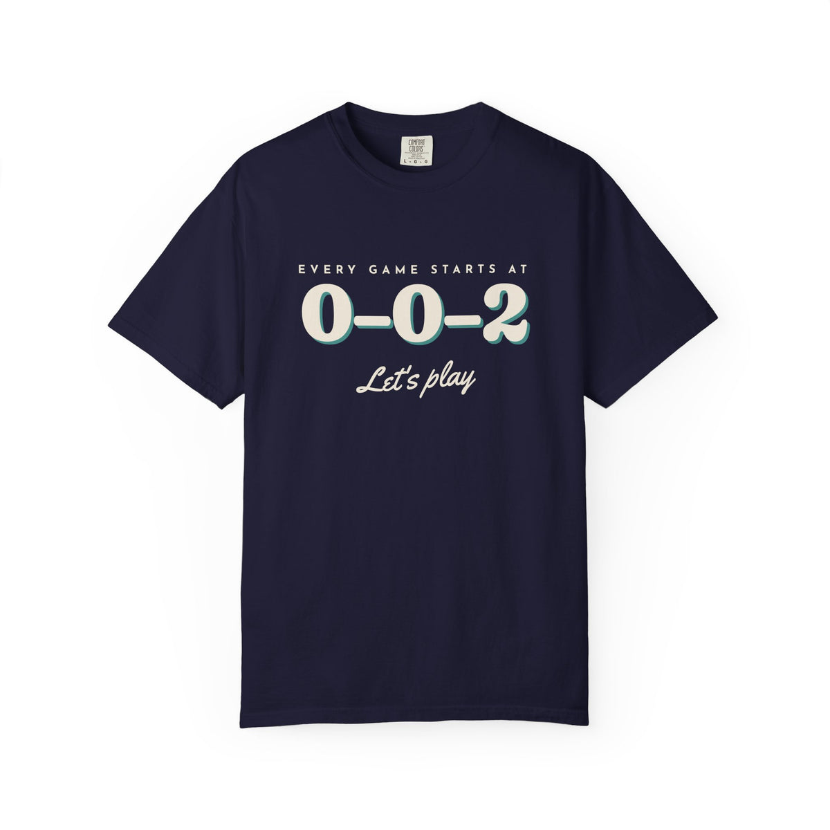 0–0–2 Tee in True Navy, front view