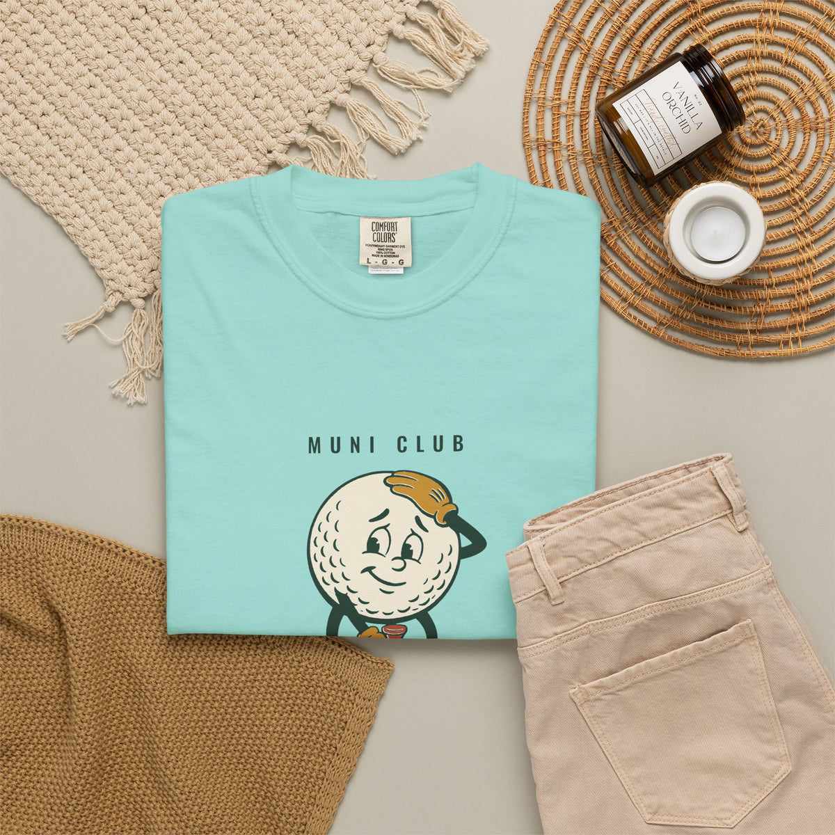 Mulligan Tee in Chalky Mint, flat lay