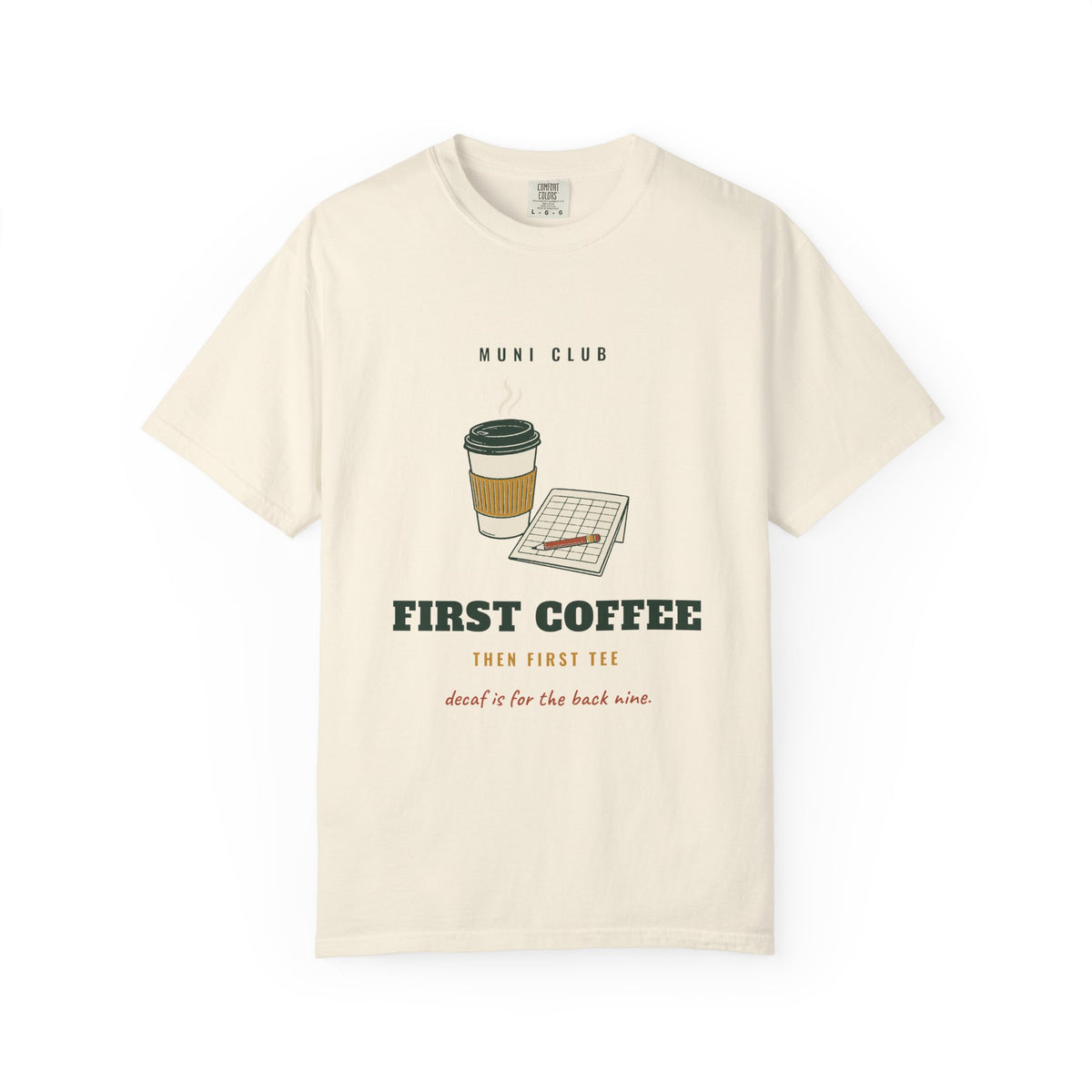 First Coffee Tee in Ivory, front view