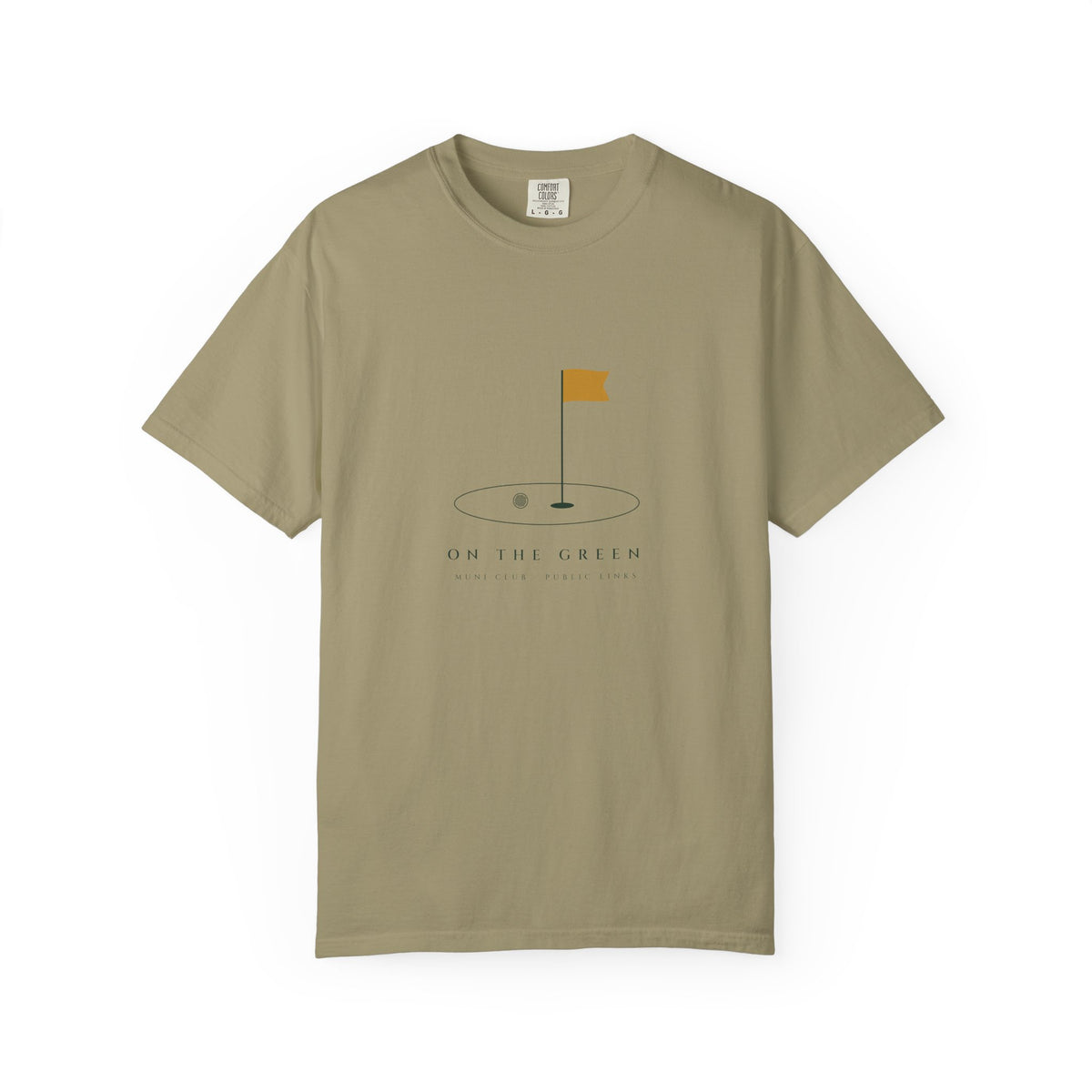 On the Green Tee in Khaki, front view