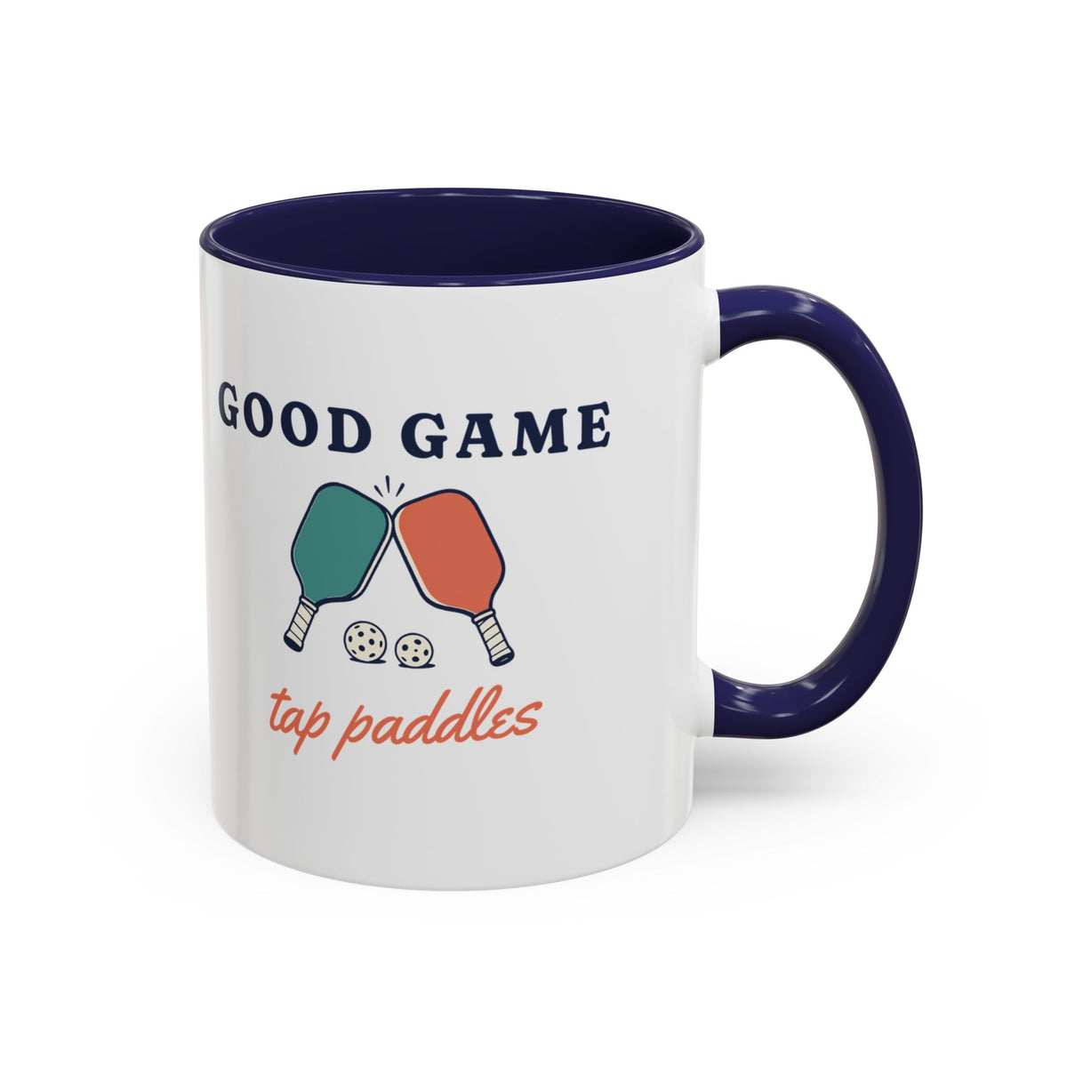 Tap Paddles Mug in Navy, design, handle right