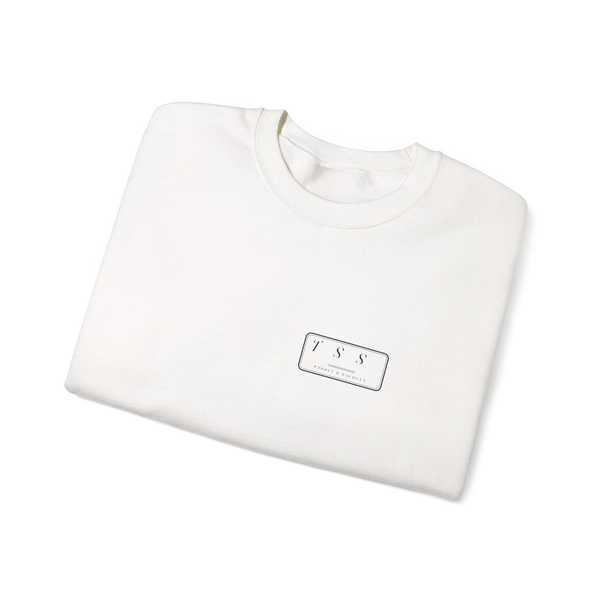 Monogram Shield Crewneck in White, folded