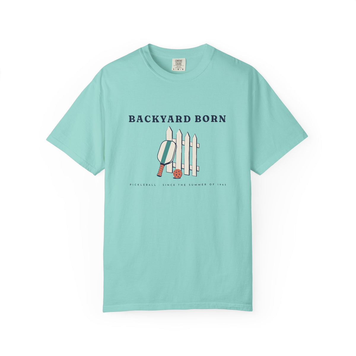 Backyard Born Tee in Chalky Mint, front view