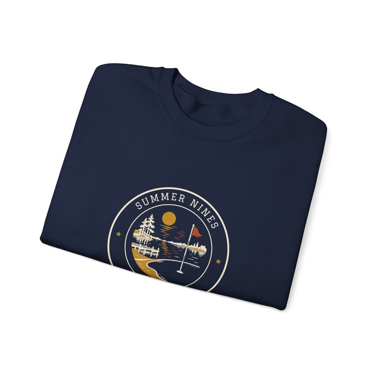 Summer Nines Crewneck in Navy, folded