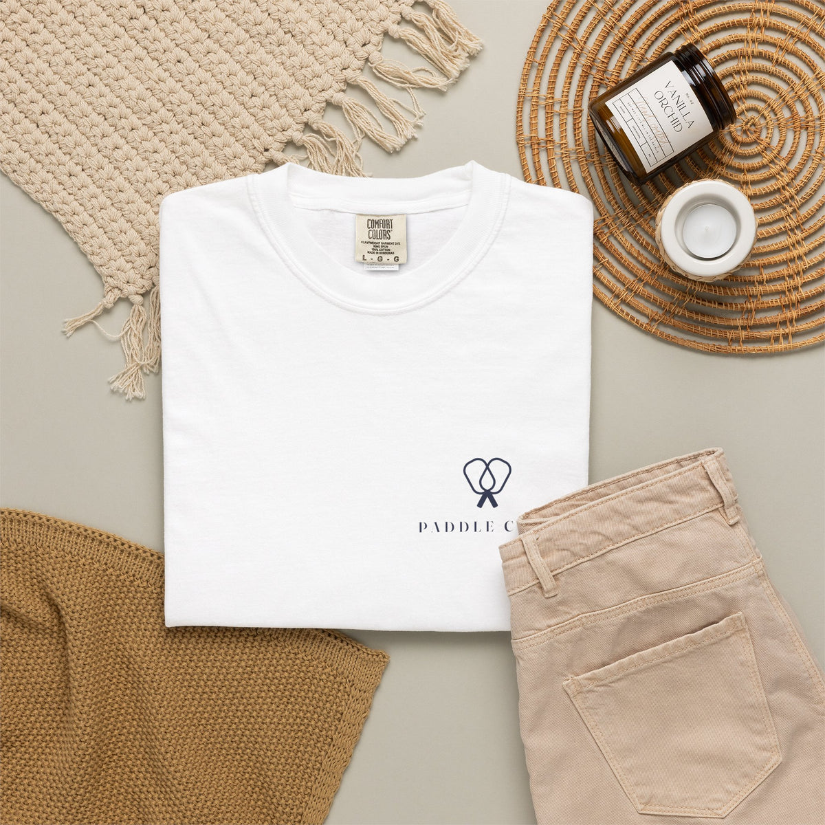 Paddle Mark Tee in White, flat lay
