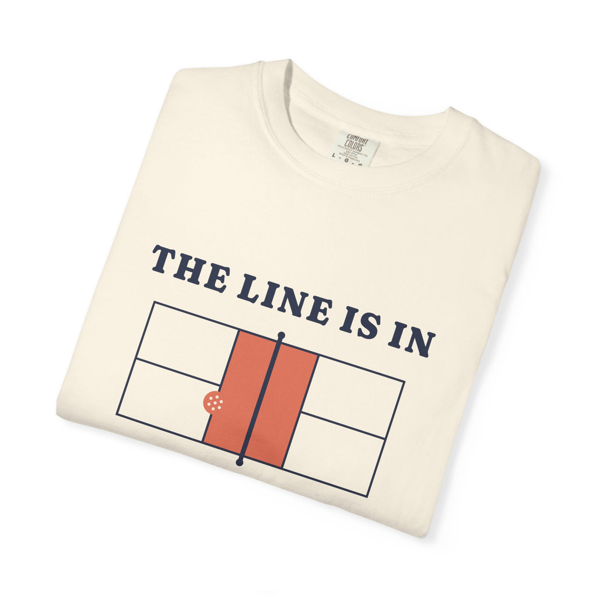 The Line Is In Tee in Ivory, folded