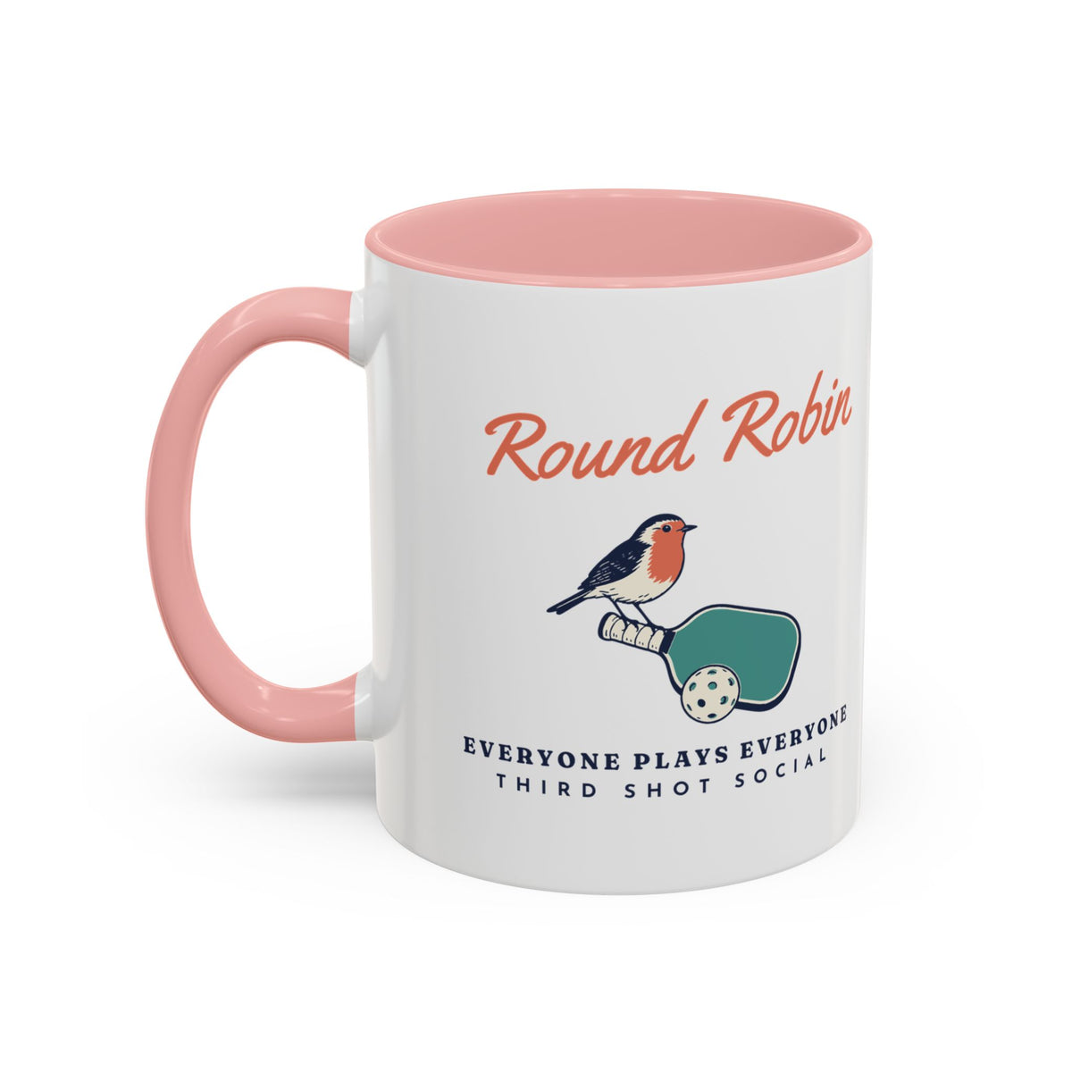 Round Robin Mug in Pink, design, handle left