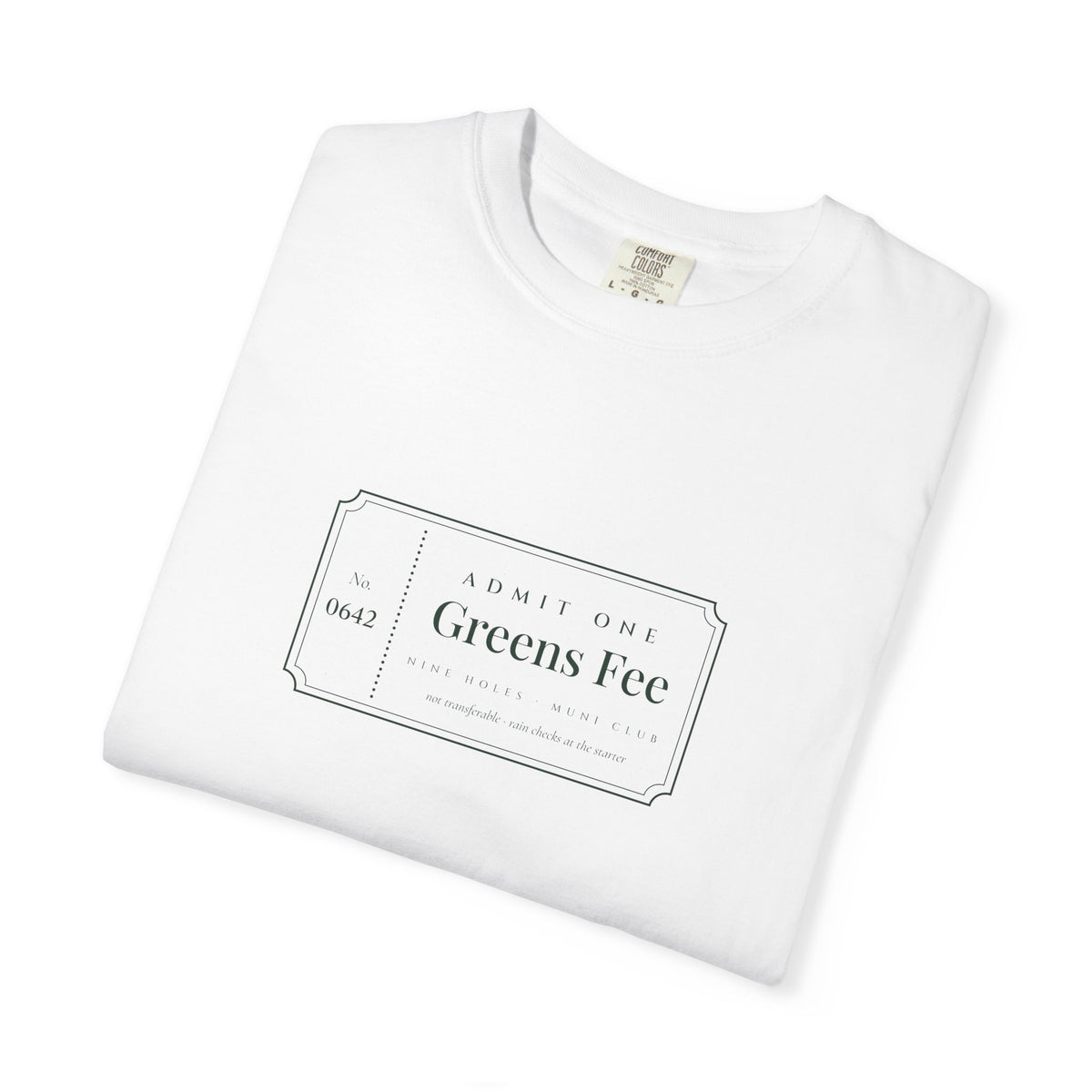 Greens Fee Tee in White, folded