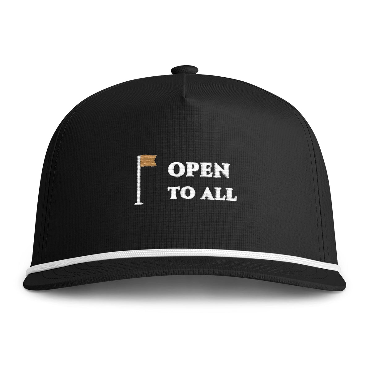 Open to All Rope Cap in Black, front view