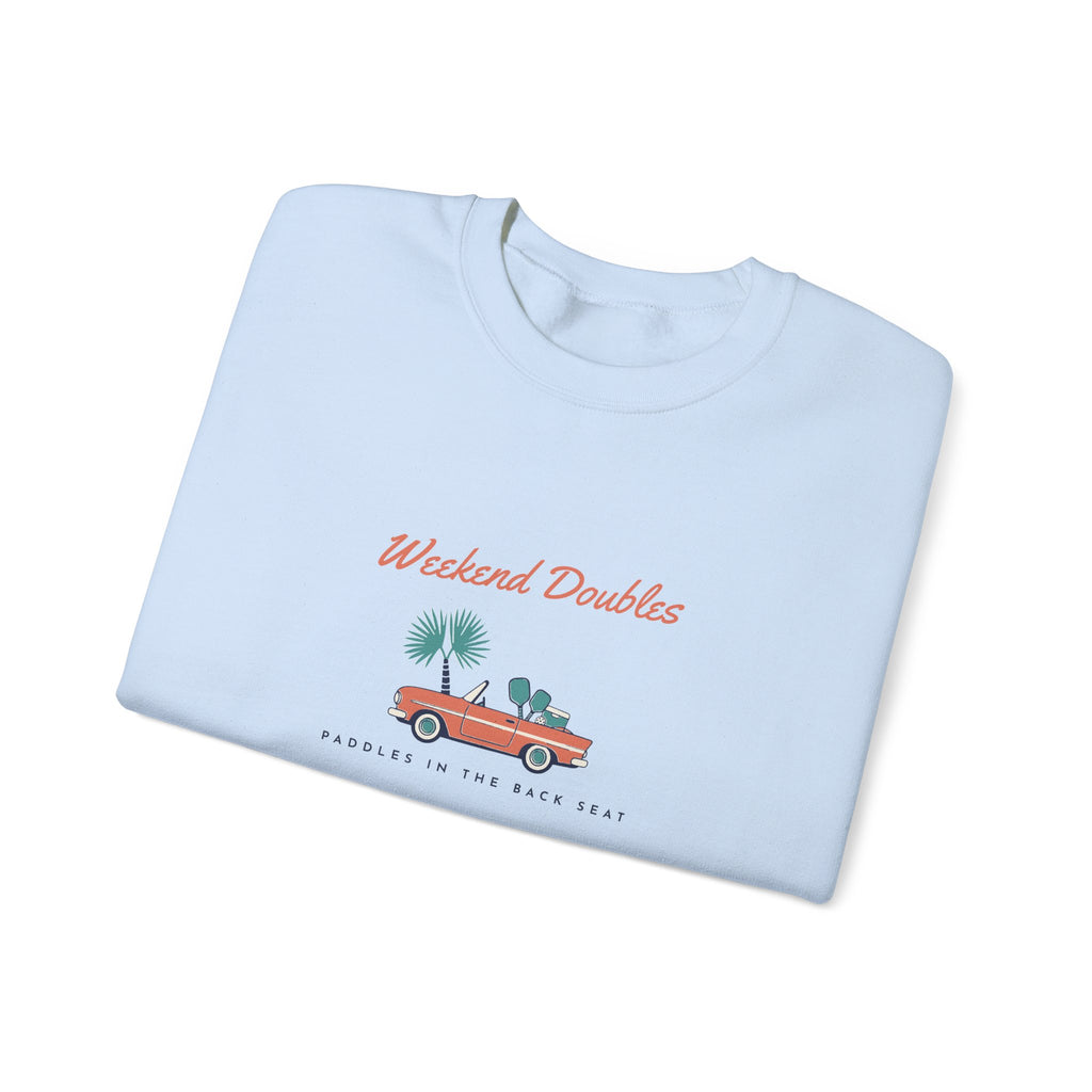 Weekend Doubles Crewneck in Light Blue, folded