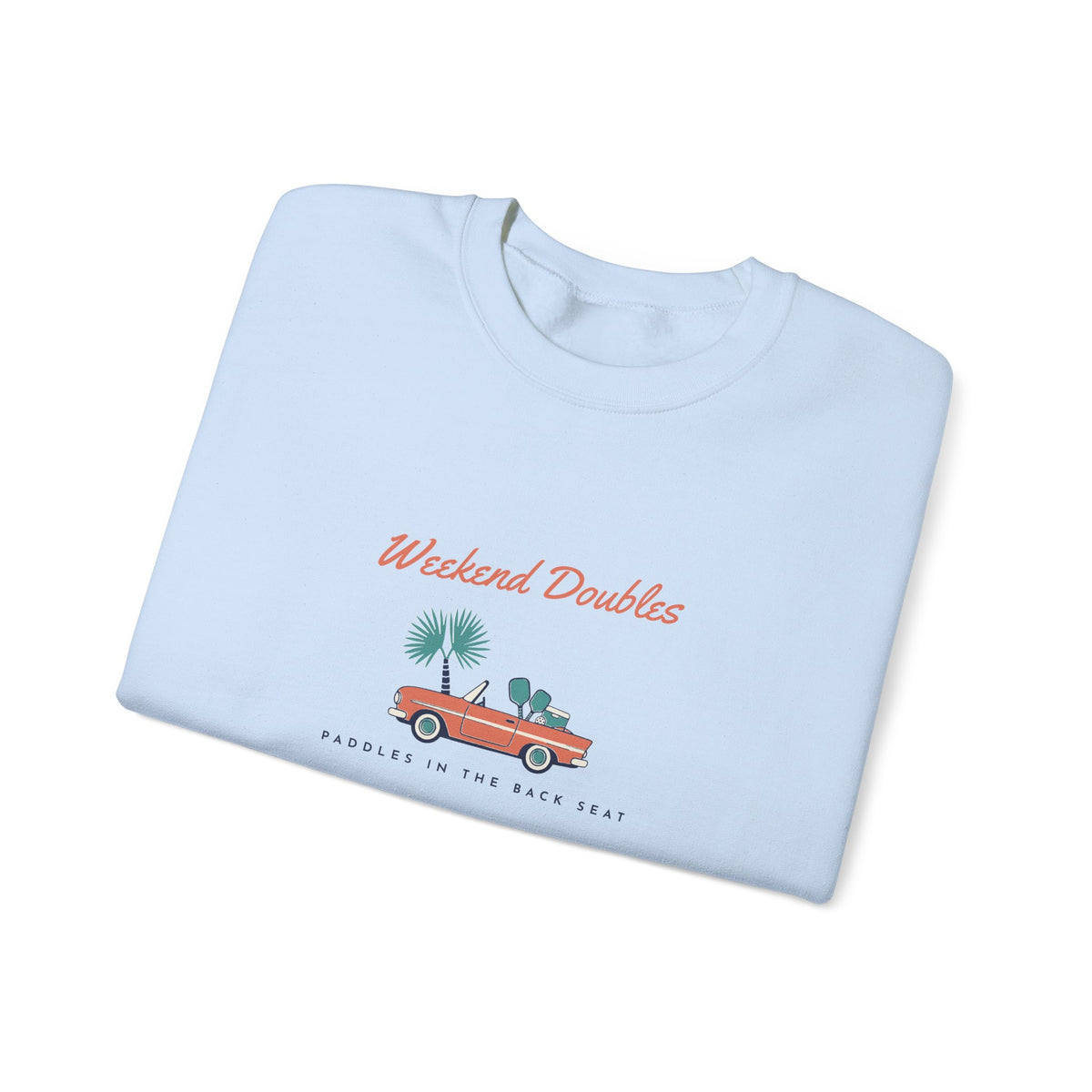 Weekend Doubles Crewneck in Light Blue, folded
