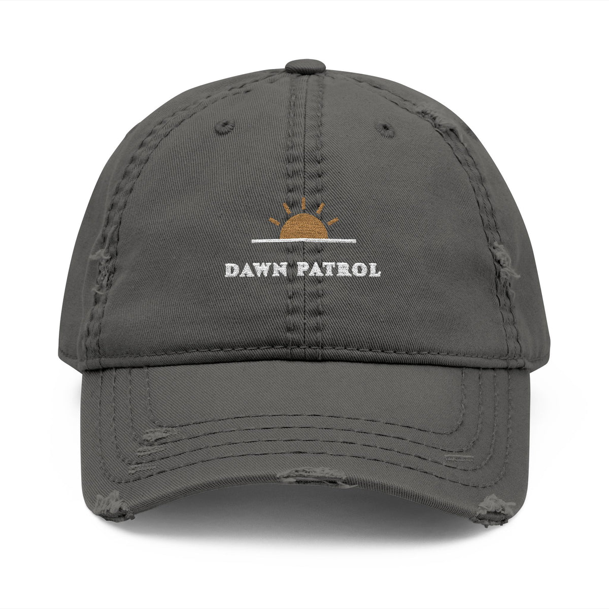 Dawn Patrol Dad Hat in Charcoal Grey, front view