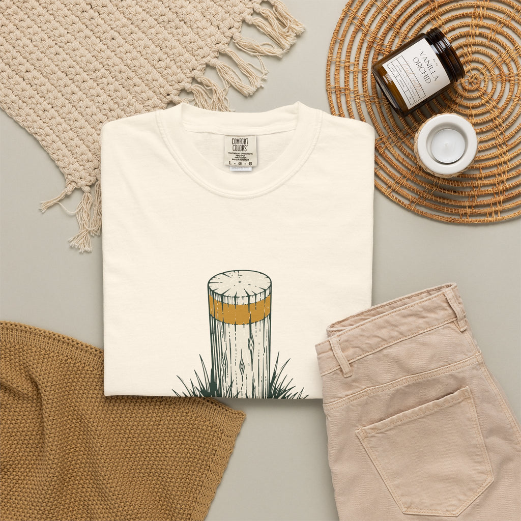 150 Out Tee in Ivory, fabric and print detail