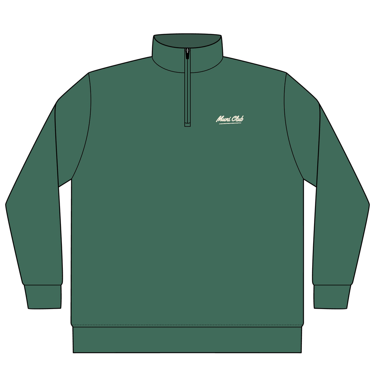 Muni Club Script Quarter-Zip in Alpine Green, front view