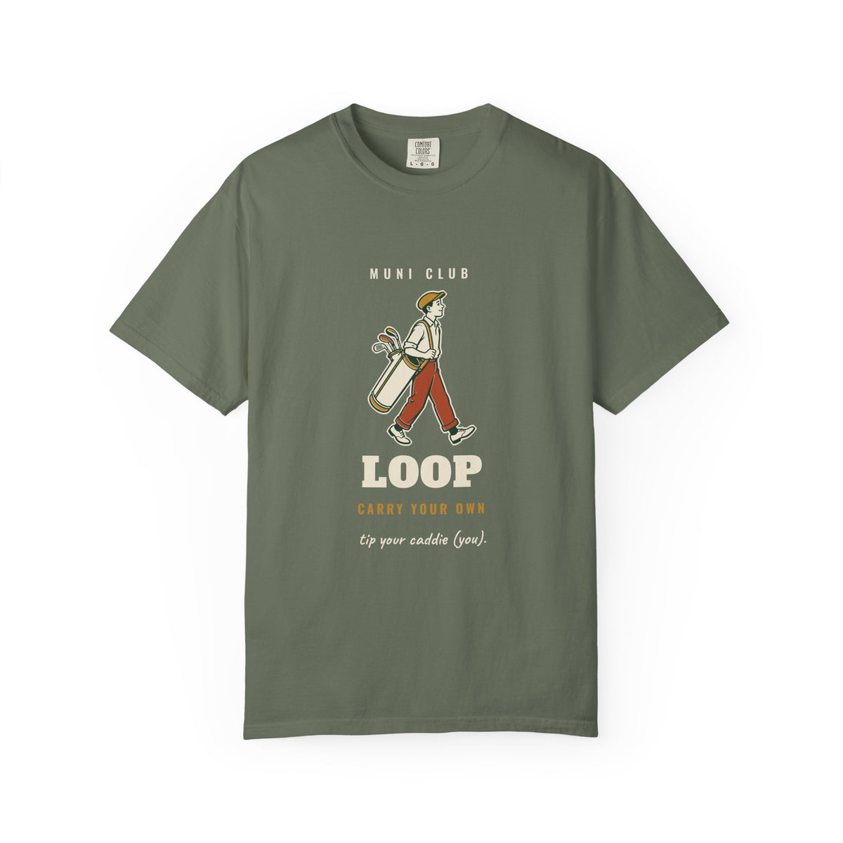 Loop Tee in Moss, front view