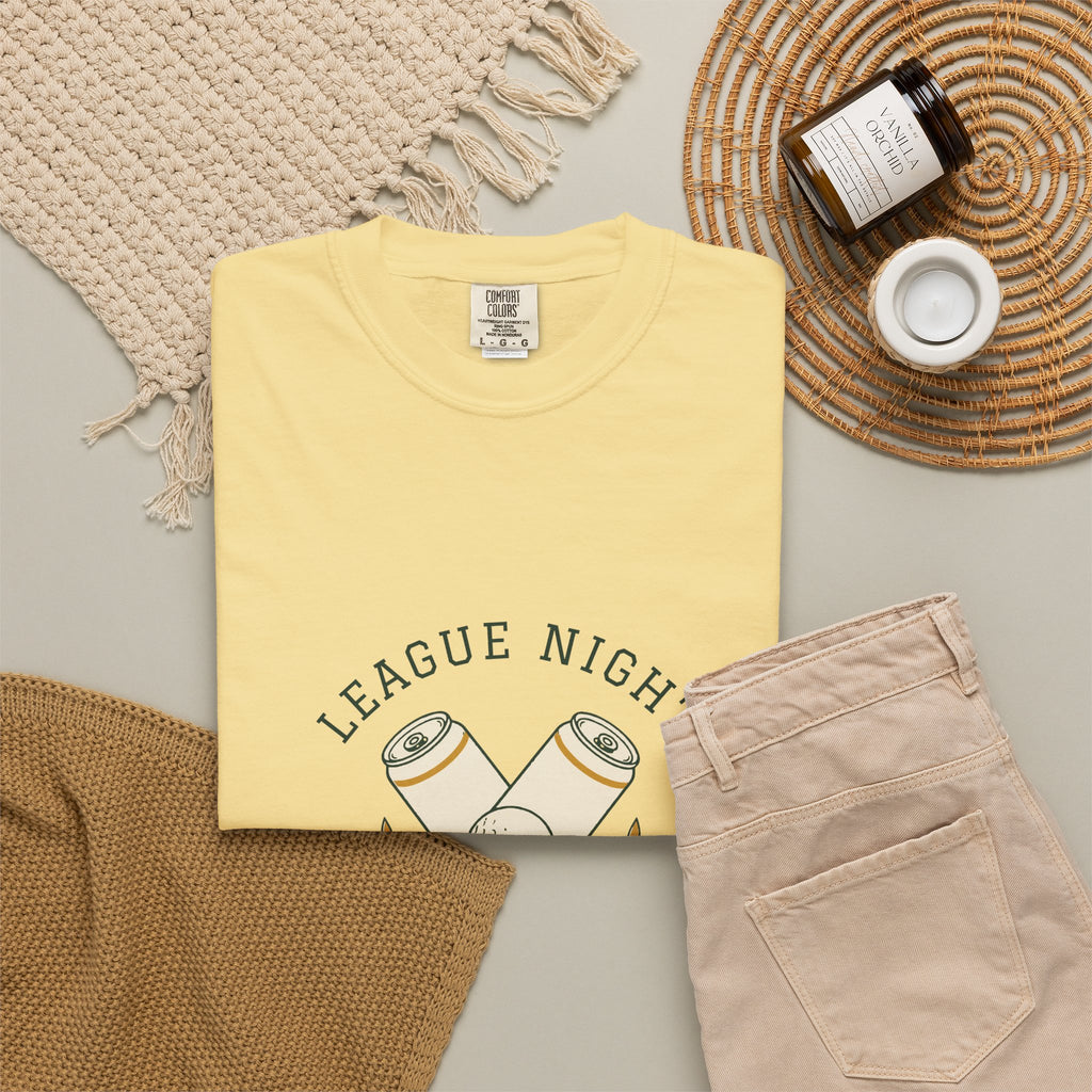 League Night Tee in Butter, flat lay