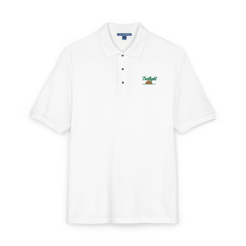 Twilight Polo in White, embroidery close-up