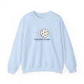 The Hole Story Crewneck in Light Blue, front view