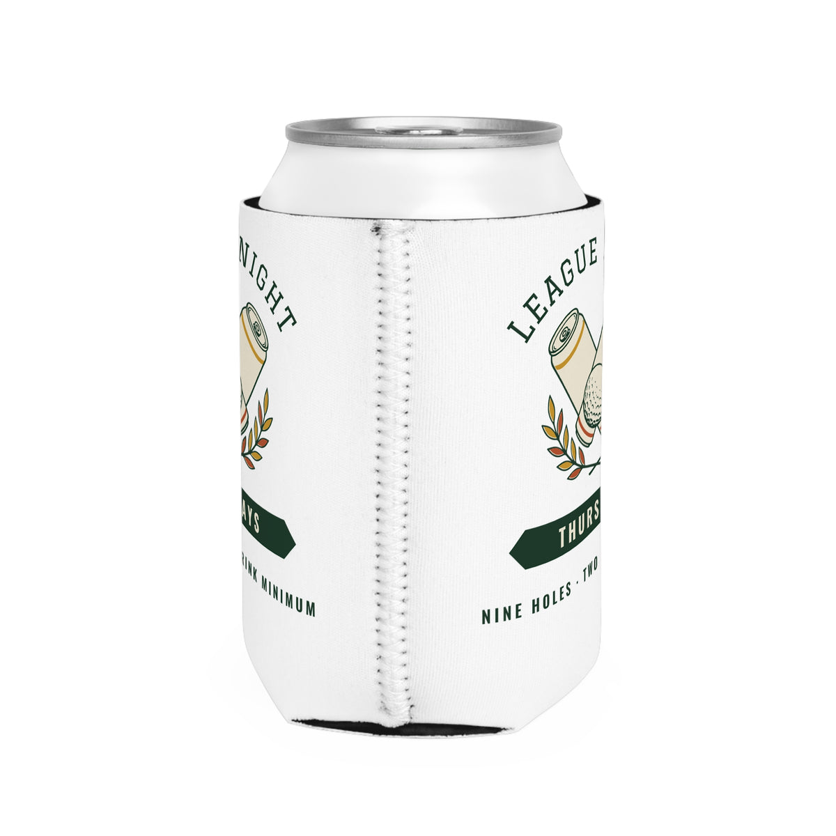 League Night Can Cooler in White, right side view