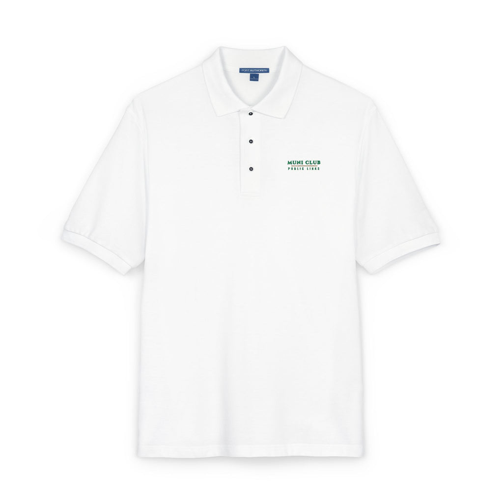 Public Links Polo in White, embroidery close-up