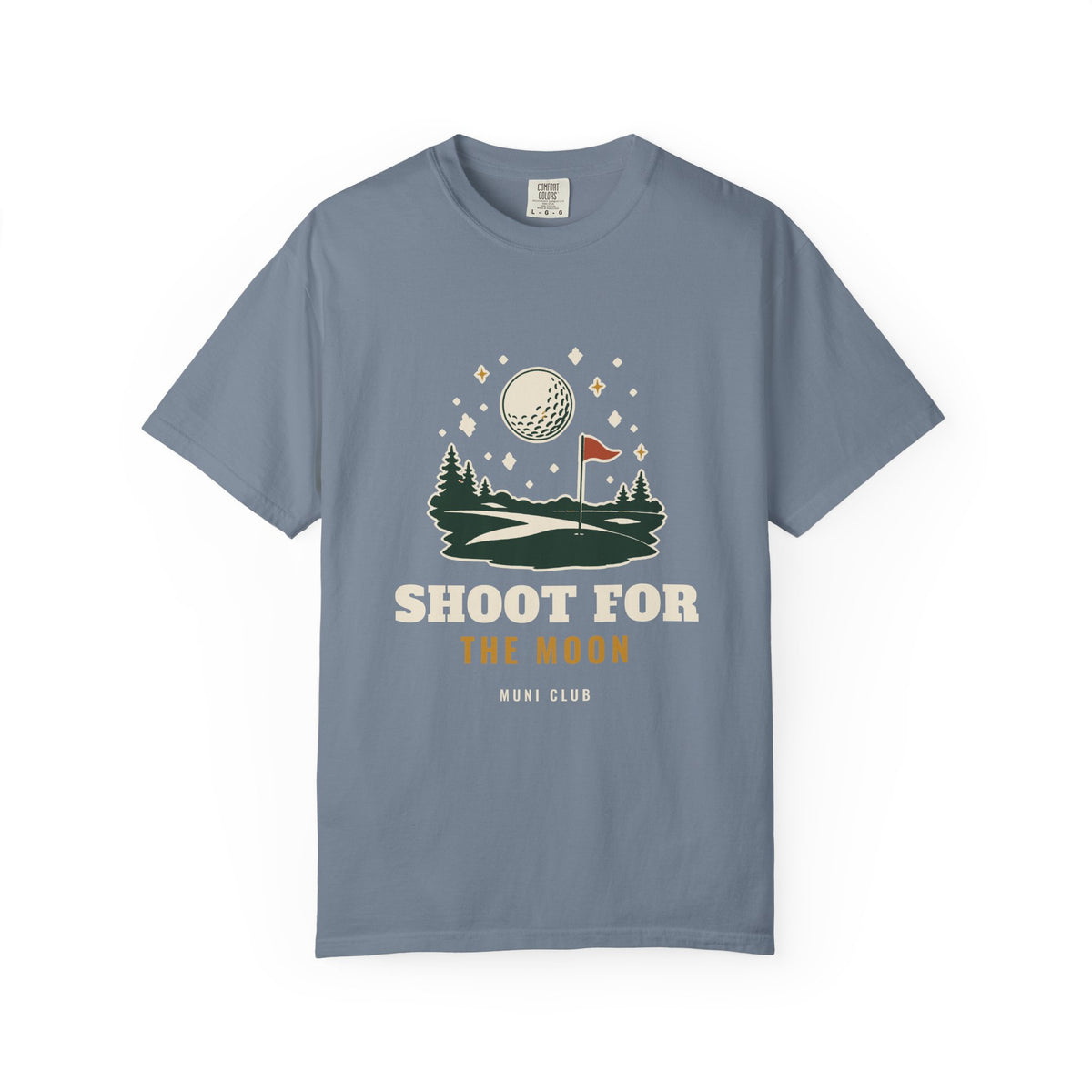 Shoot for the Moon Tee in Blue Jean, front view