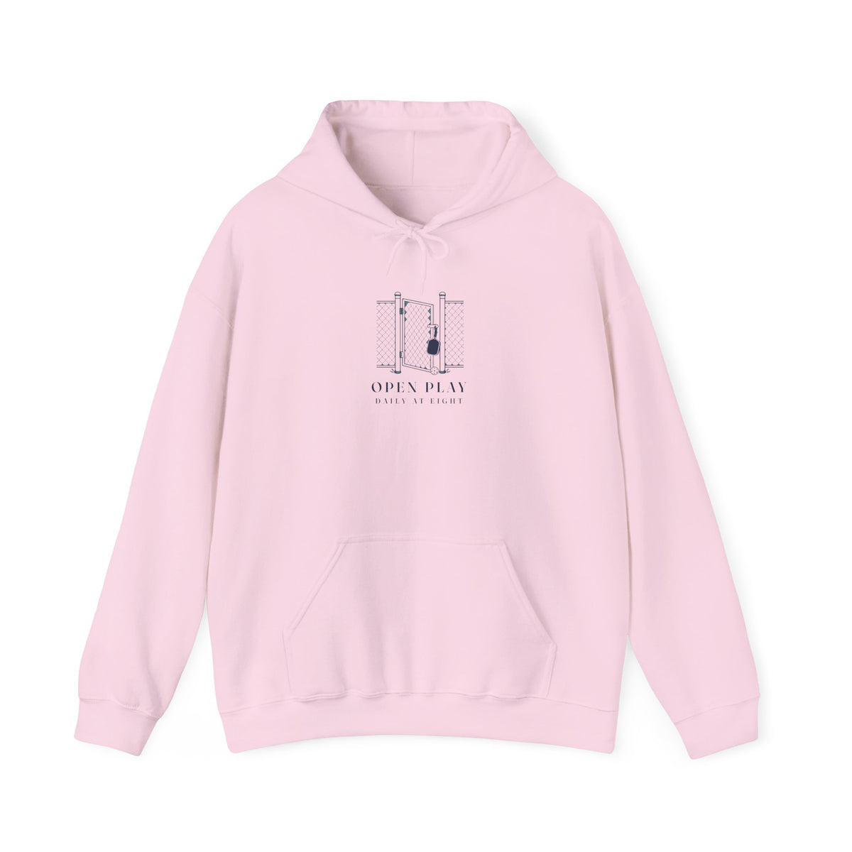 Court Gate Hoodie in Light Pink, front view