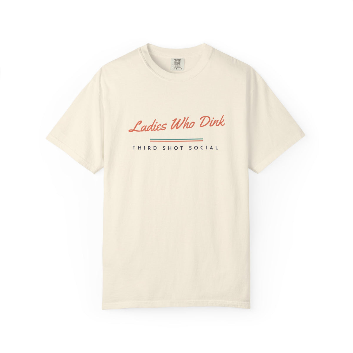 Ladies Who Dink Tee in Ivory, front view