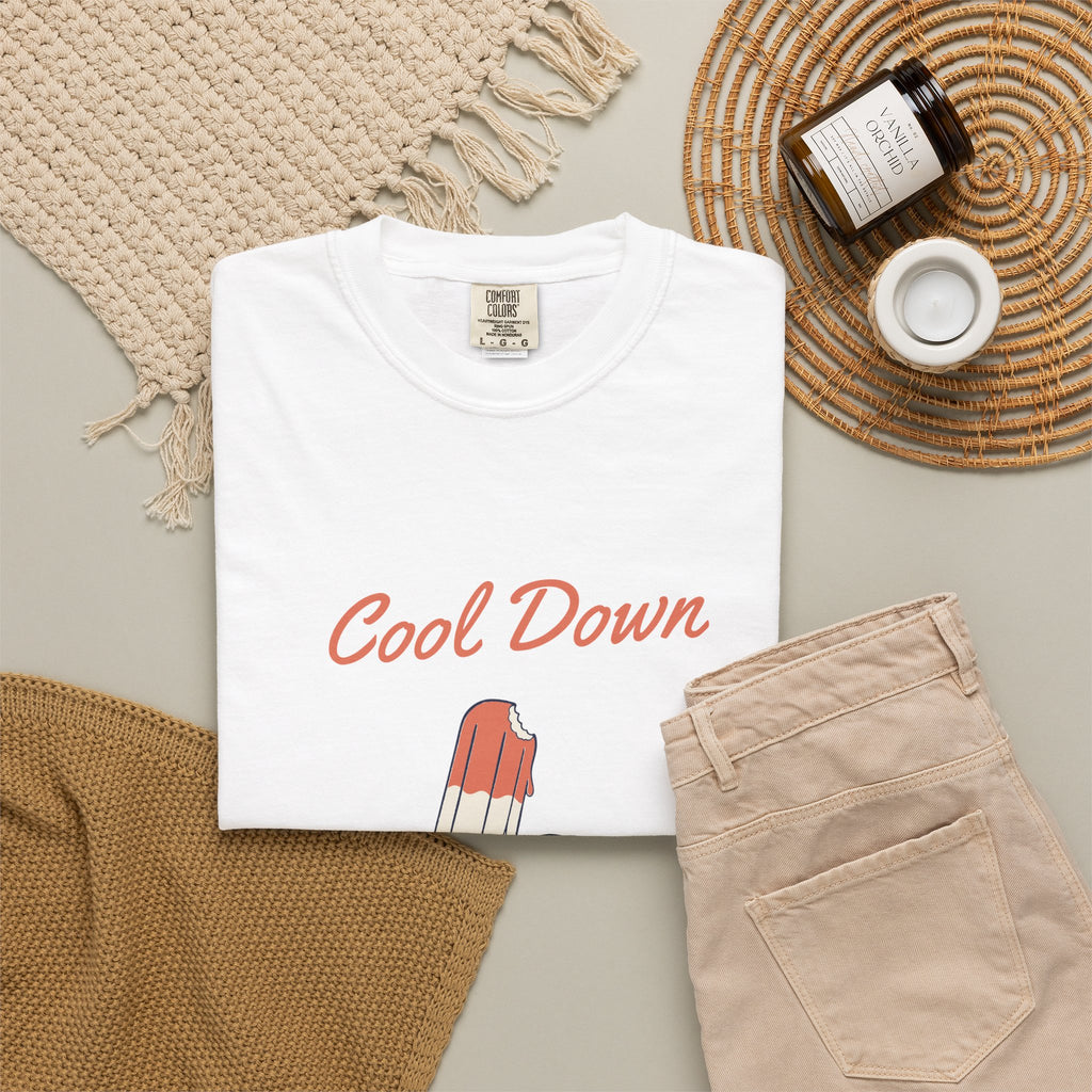 Cool Down Tee in White, flat lay
