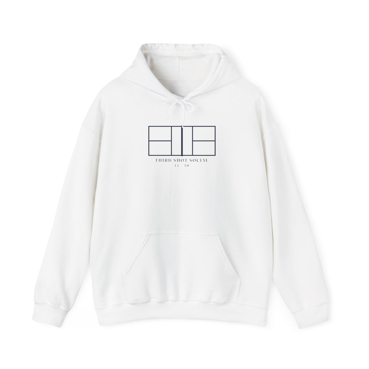 Court Line Drawing Hoodie in White, front view