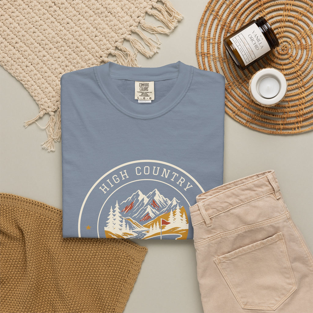 High Country Tee in Blue Jean, flat lay