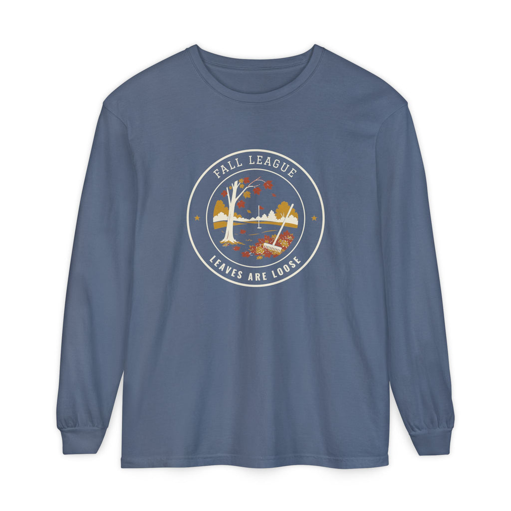 Fall League Long Sleeve Tee in Blue Jean, front view