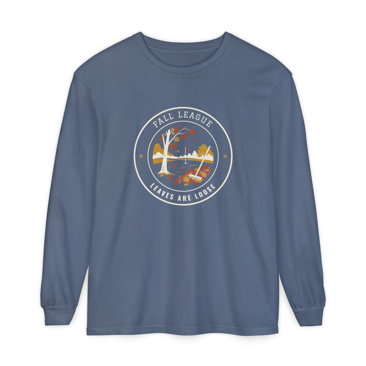 Fall League Long Sleeve Tee in Blue Jean, front view