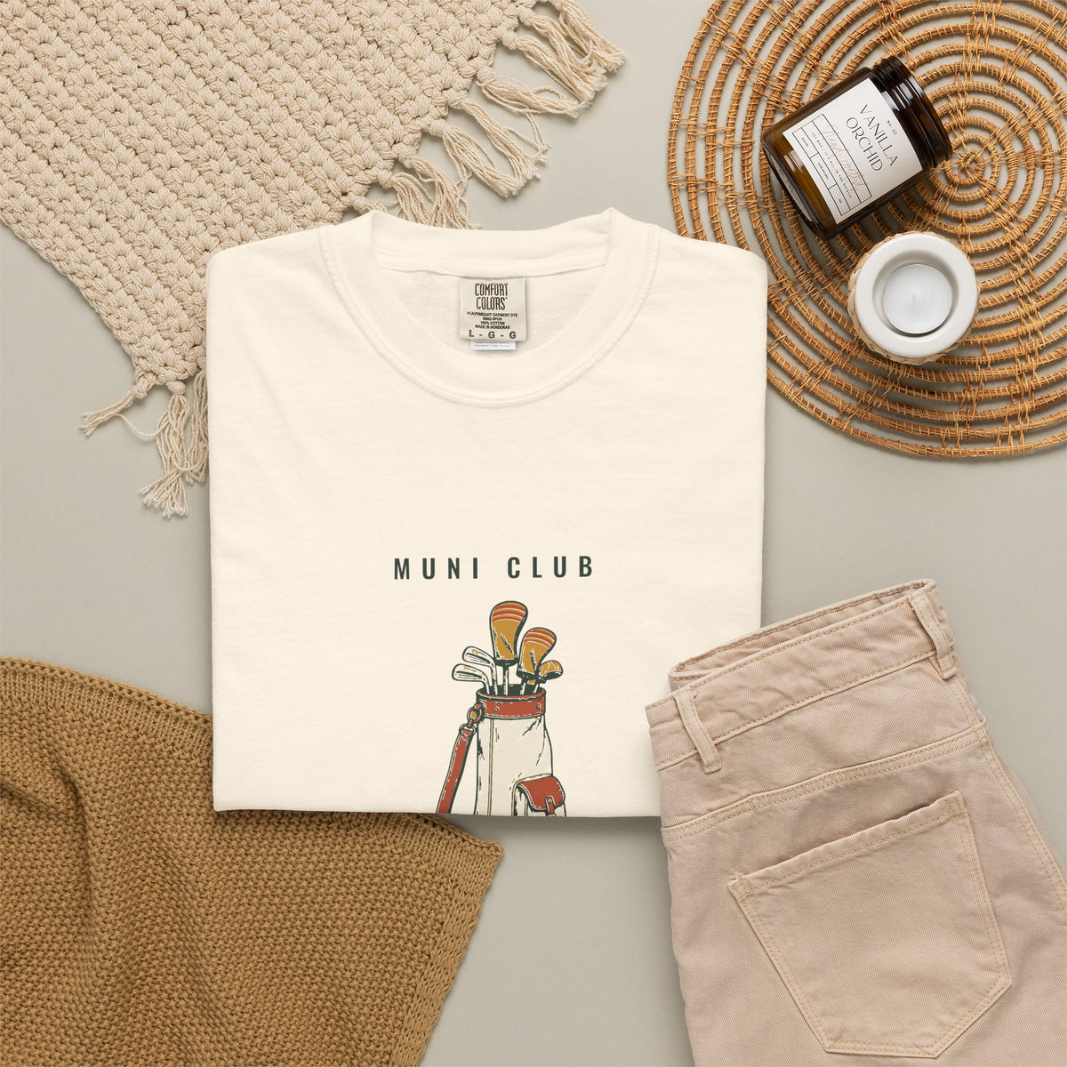 Carry Bag Tee in Ivory, flat lay