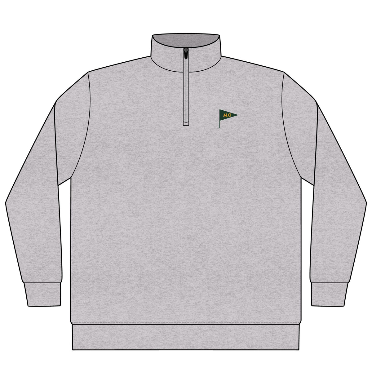 MC Pennant Quarter-Zip in Grey Heather, front view