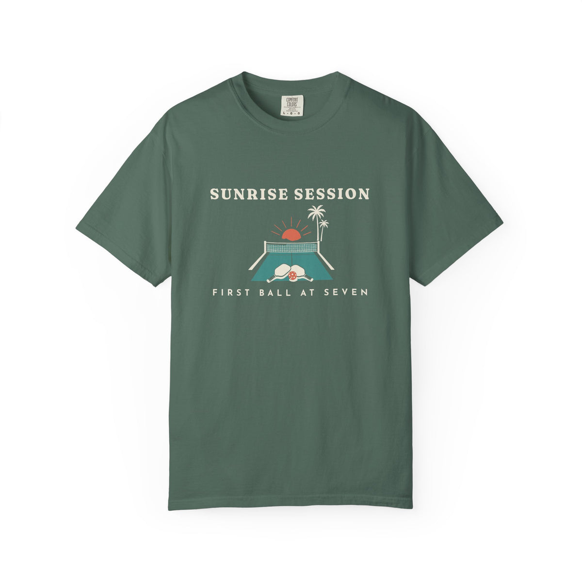 Sunrise Session Tee in Blue Spruce, front view