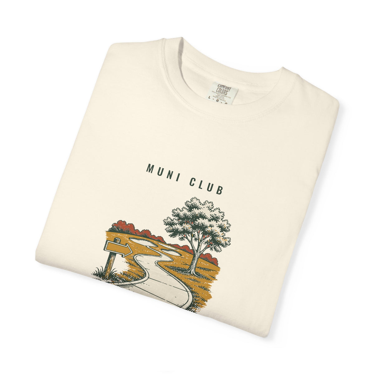 Cart Path Only Tee in Ivory, folded