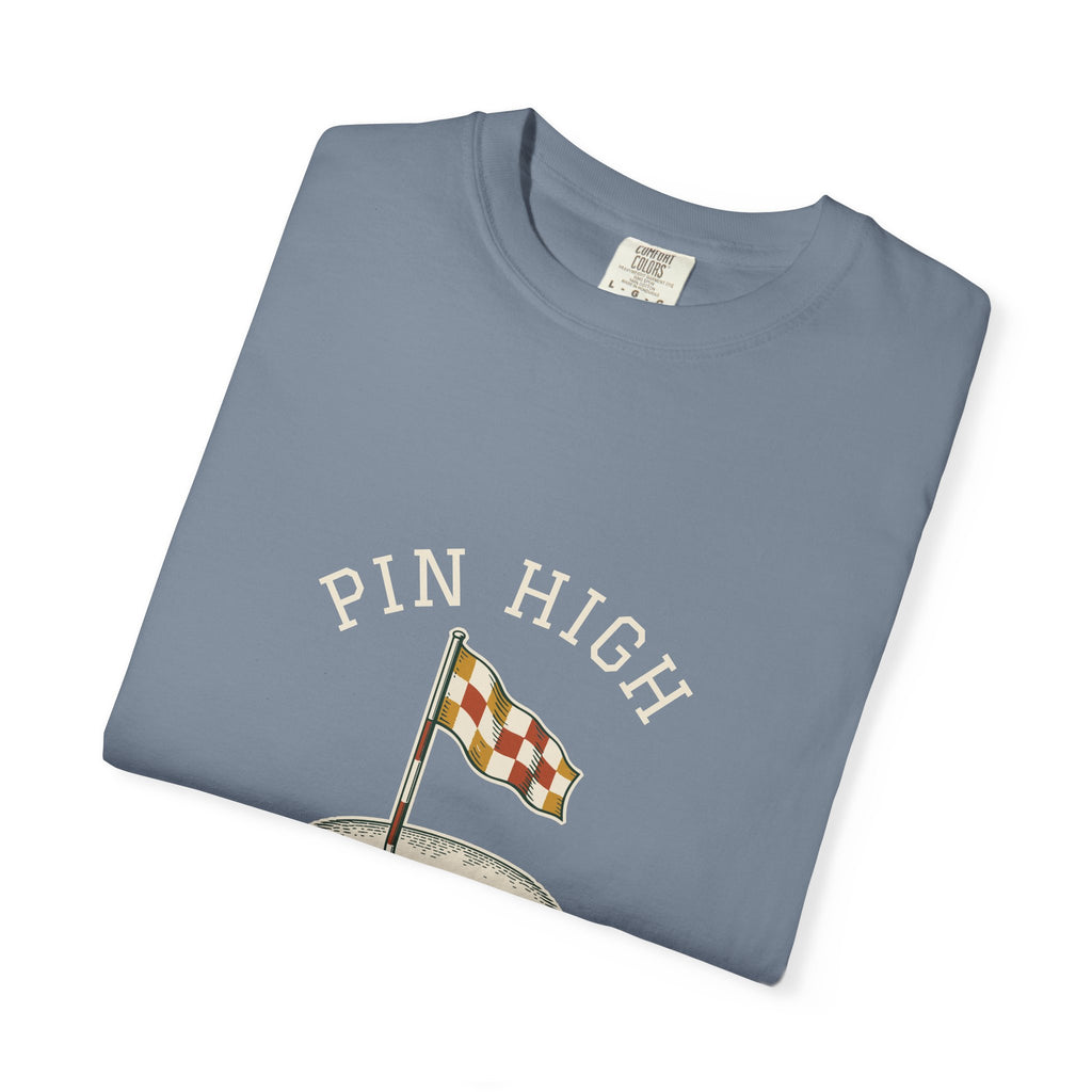 Pin High Tee in Blue Jean, folded